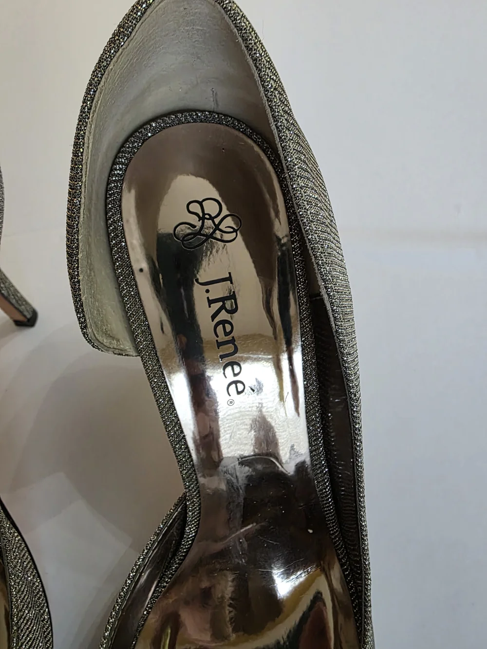 J.Renee Silver Glitter Peep-Toe Heels with Bow Accent - Picture 2 of 4